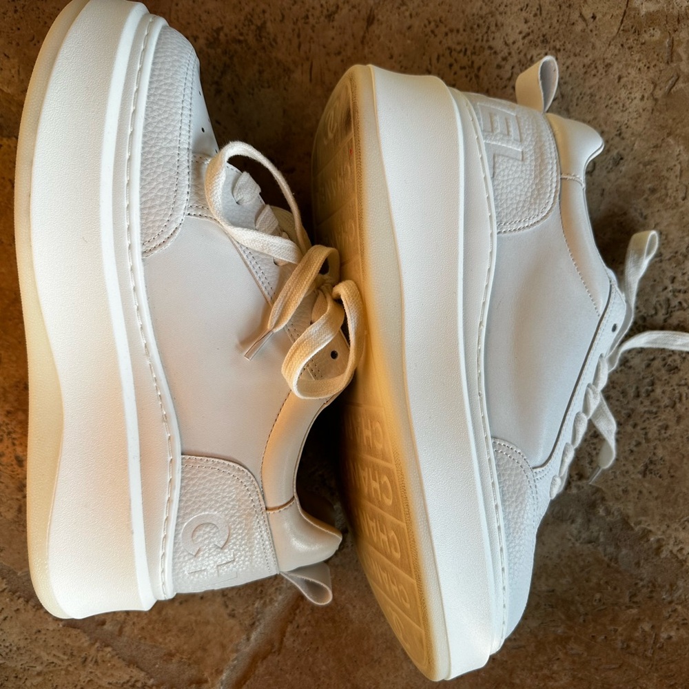 White Leather Low-Top Sneakers